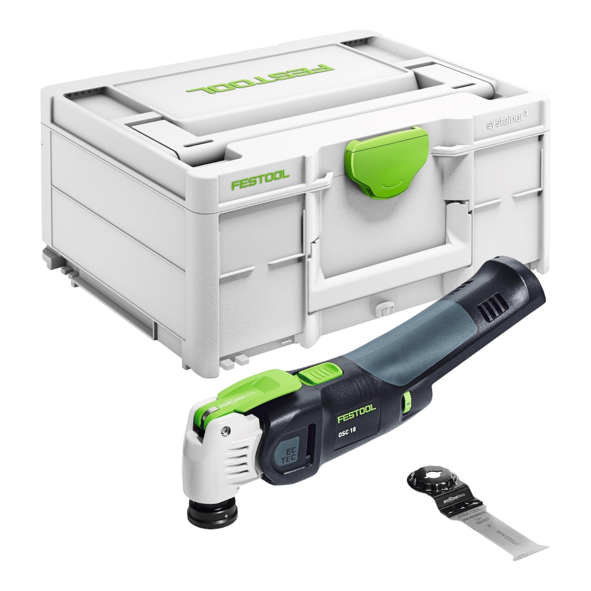 Festool VECTURO OSC 18 E Basic Akku Oszillierer 18 V Starlock Max Brushless 1x Akku 4 0 Ah Schnellladegeraet Systainer 1 - toolbrothers