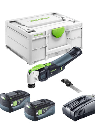 Oscilador de batería Festool VECTURO OSC 18 E-Basic 18 V Starlock Max Brushless + 2x baterías 5,0 Ah + cargador rápido + systainer