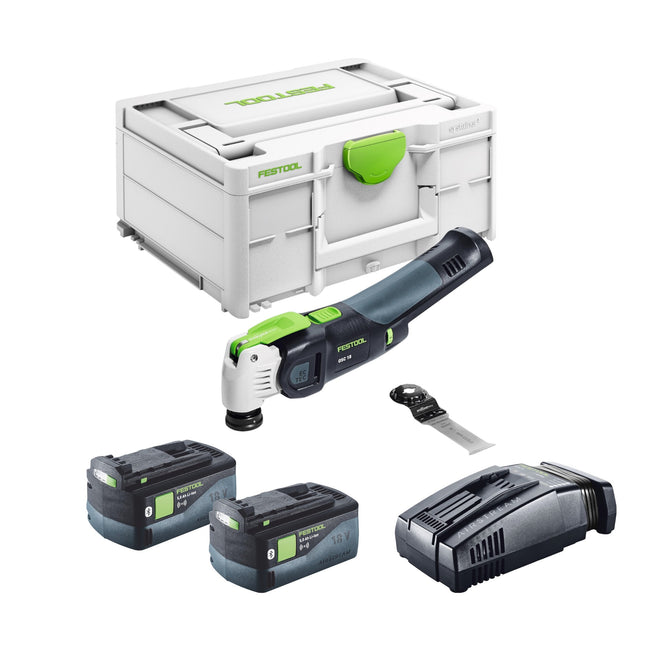 Festool VECTURO OSC 18 E-Basic herramienta oscilante sin cable 18 V Starlock Max Brushless + 2x batería 5.0 Ah + cargador rápido + systainer