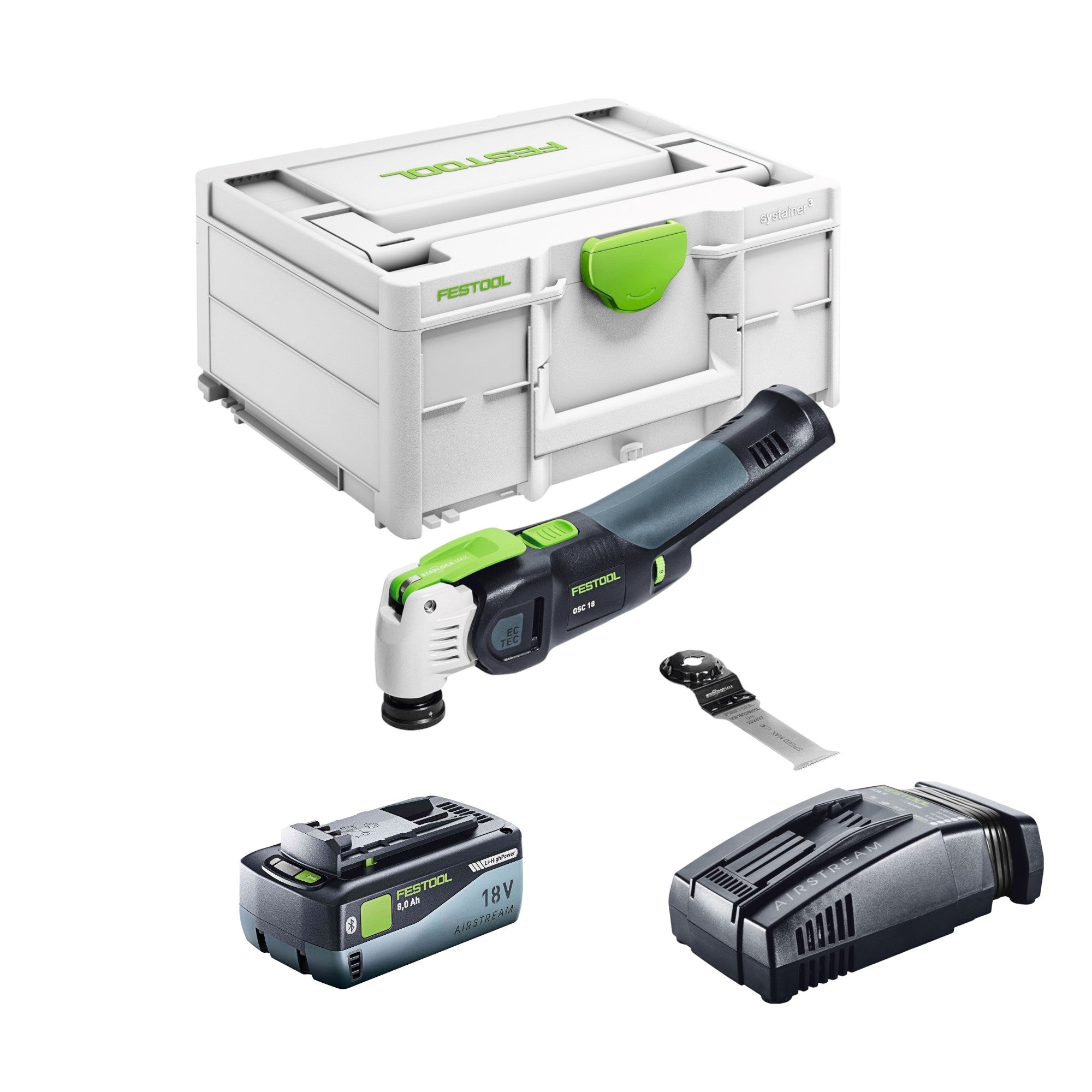 Festool VECTURO OSC 18 E Basic Akku Oszillierer 18 V Starlock Max Brushless 1x Akku 8 0 Ah Schnellladegeraet Systainer 0 - toolbrothers