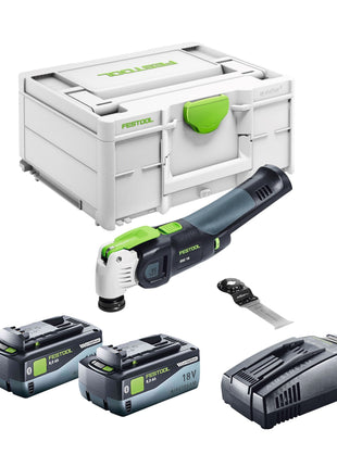 Oscilador de batería Festool VECTURO OSC 18 E-Basic 18 V Starlock Max Brushless + 2x batería 8,0 Ah + cargador rápido + systainer