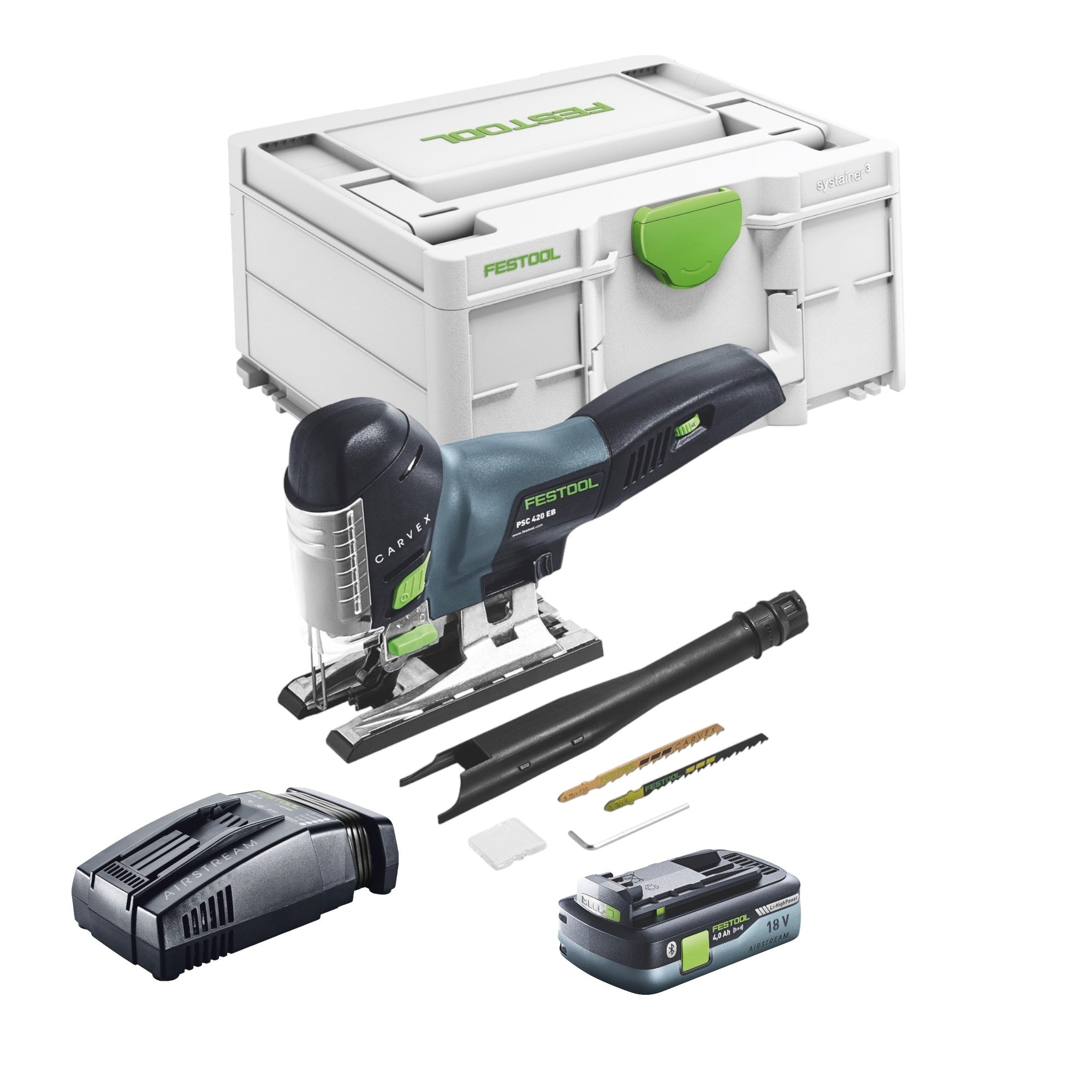 Festool CARVEX PSC 420 EB Basic Akku Pendelstichsaege 18 V 120 mm Brushless 1x Akku 4 0 Ah Schnellladegeraet Systainer 0 - toolbrothers