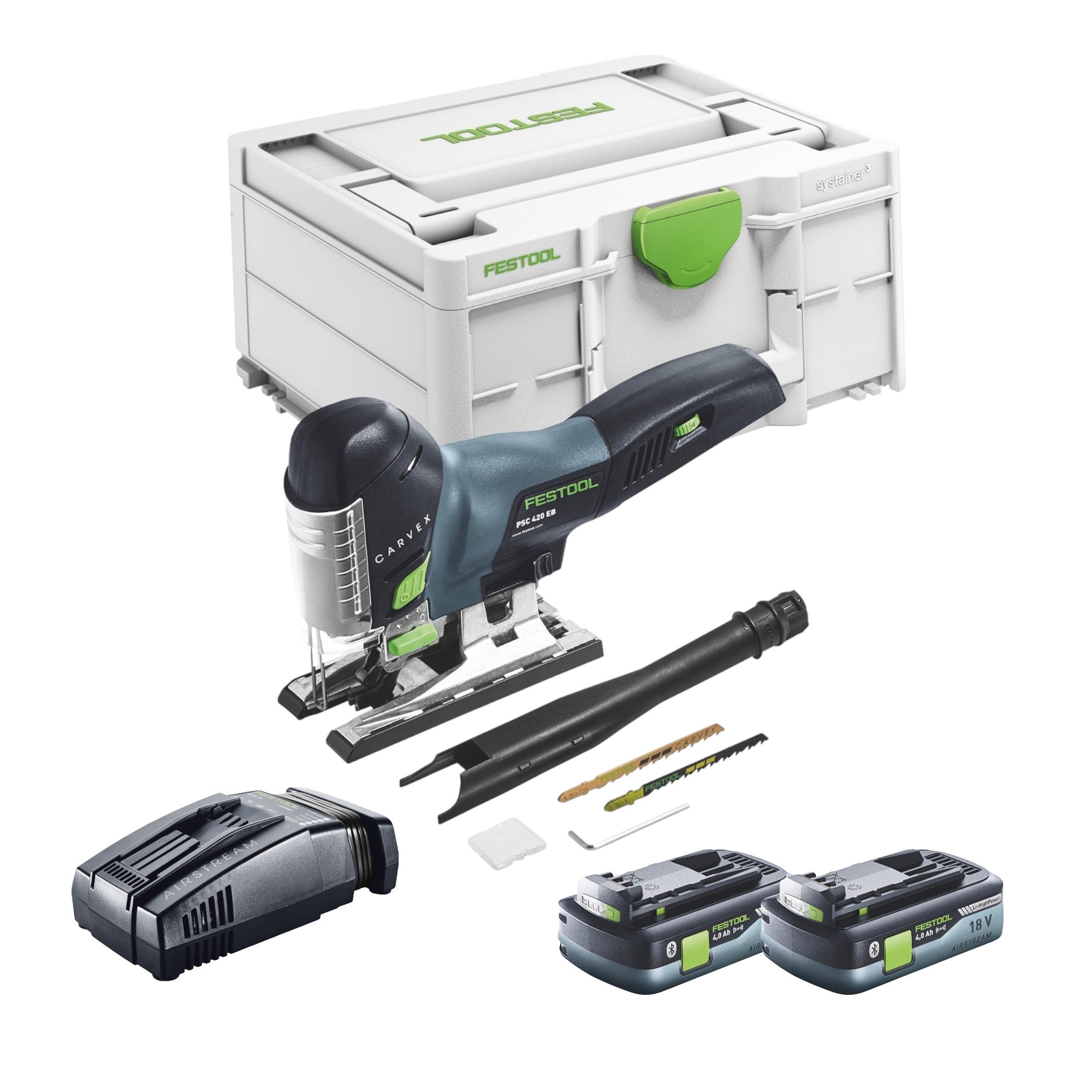 Festool CARVEX PSC 420 EB Basic Akku Pendelstichsaege 18 V 120 mm Brushless 2x Akku 4 0 Ah Schnellladegeraet Systainer 0 - toolbrothers
