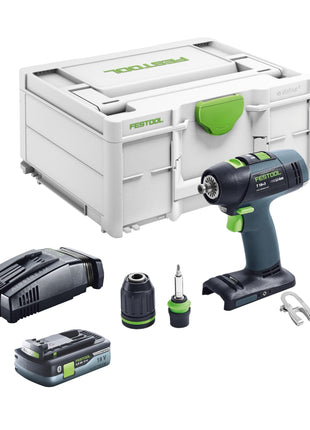 Festool T 18+3 Basic Perceuse-visseuse sans fil 18 V 50 Nm Brushless + 1x batterie 4,0 Ah + chargeur rapide + Systainer