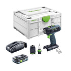 Festool T 18+3 Basic Perceuse-visseuse sans fil 18 V 50 Nm Brushless + 1x batterie 4,0 Ah + chargeur rapide + Systainer