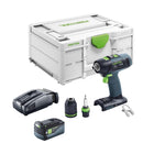 Festool T 18+3 Basic akumulatorowa wiertarko-wkrętarka 18 V 50 Nm bezszczotkowa + 1x akumulator 5,0 Ah + szybka ładowarka + systainer