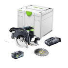 Sierra circular sin cable Festool HKC 55 Basic 18 V 160 mm sin escobillas + 1x batería 8,0 Ah + cargador rápido + systainer