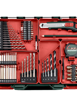 Metabo SB 18 L set taladro percutor inalámbrico 18 V 50 Nm (602317710) + 2x baterías 2,0 Ah + cargador + taller móvil 78 piezas + maletín