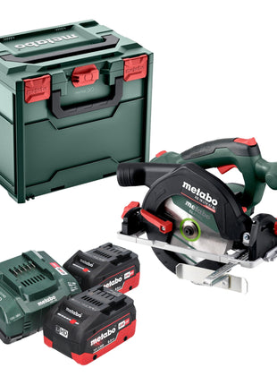 Sierra circular de mano Metabo KS 18 LTX 57 BL 18 V 57 mm (611857810) + 2 baterías LiHD 8,0 Ah + cargador + Metabox