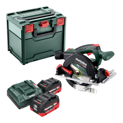 Metabo KS 18 LTX 57 BL sierra circular sin cable 18 V 57 mm + 2x batería LiHD 10,0 Ah + cargador + metabox