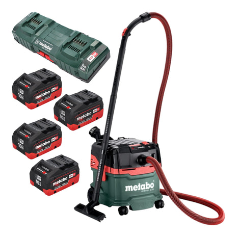 Metabo AS 36 18 L 20 PC Akku Nass Trocken Sauger 36 V ( 2x 18 V ) 20 L + 4x LiHD Akku 10,0 Ah + Doppelladegerät