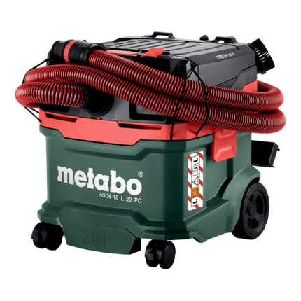 Metabo AS 36 18 L 20 PC aspirapolvere a batteria a secco/umido 36 V ( 2x 18 V ) 20 L + 4x batteria LiHD 10,0 Ah + doppio caricatore
