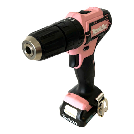 Makita HP 333 DSAP1 taladro percutor inalámbrico 12 V 30 Nm rosa + 1x batería 2,0 Ah + cargador + bolsa