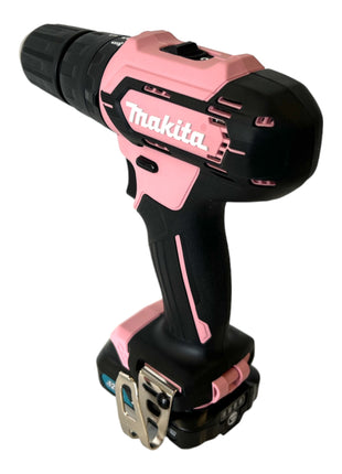 Makita HP 333 DSAP1 taladro percutor inalámbrico 12 V 30 Nm rosa + 1x batería 2,0 Ah + cargador + bolsa