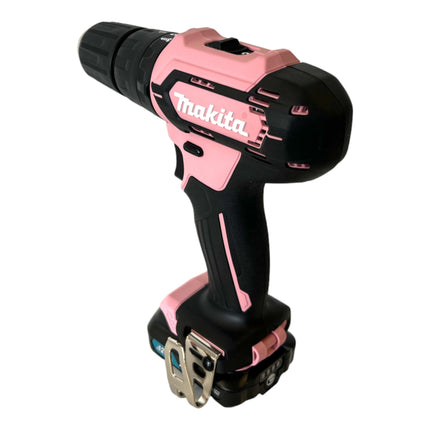 Makita HP 333 DSAP1 taladro percutor inalámbrico 12 V 30 Nm rosa + 1x batería 2,0 Ah + cargador + bolsa