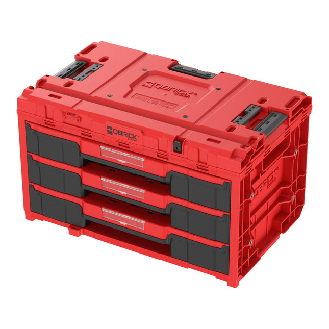 Qbrick System ONE Cajón 3 Toolbox 2.0 Rojo Ultra HD Caja de herramientas 587 x 380 x 340 mm 27 l con tres cajones