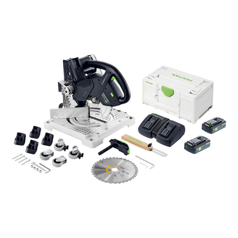 Festool SYMC 70 4,0 EBI-Plus SYMMETRIC akumulatorowa pilarka do formowania 36 V ( 2 x 18 V ) 216 mm ( 577464 ) + 2x akumulator 4,0 Ah + podwójna ładowarka + Systainer