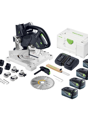 Festool SYMC 70 EB-Basic SYMMETRIC akumulatorowa pilarka do formowania 36 V ( 2 x 18 V ) 216 mm + 4x akumulator 5,0 Ah + podwójna ładowarka + Systainer