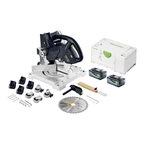 Festool SYMC 70 EB-Basic SYMMETRIC Scie à plinthes à batterie 36 V ( 2 x 18 V ) 216 mm + 2x batterie 8,0 Ah + Systainer - sans chargeur