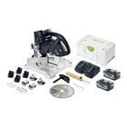 Festool SYMC 70 EB-Basic SYMMETRIC cordless moulding saw 36 V ( 2 x 18 V ) 216 mm + 2x battery 8.0 Ah + double charger + Systainer