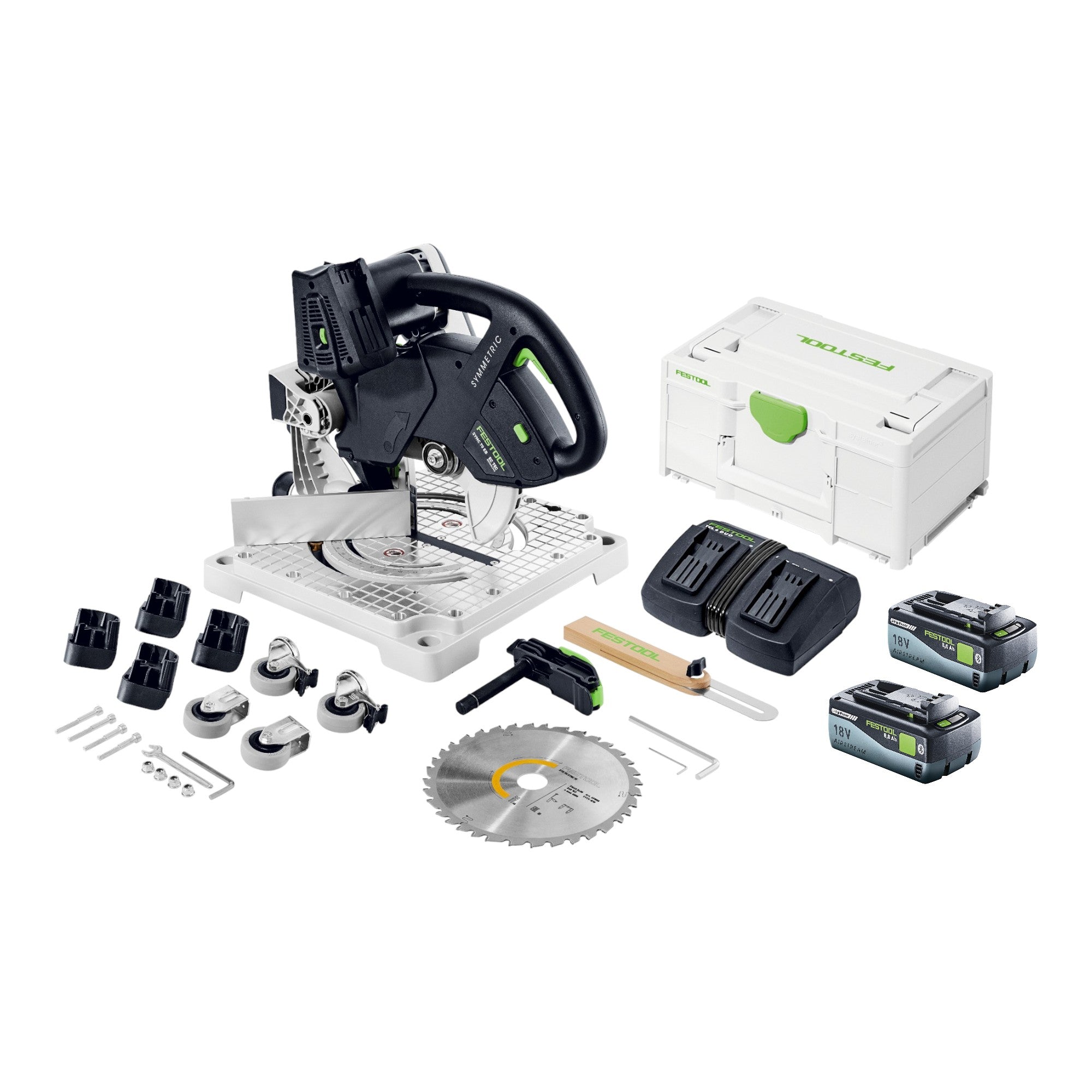 Festool SYMC 70 EB Basic SYMMETRIC Akku Leistensaege 36 V 2 x 18 V 216 mm 2x Akku 8 0 Ah Doppelladegeraet Systainer 0 - toolbrothers