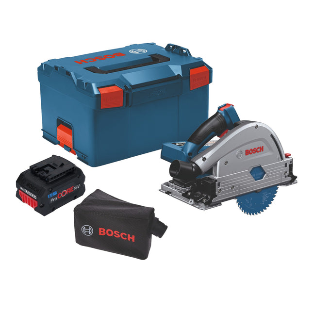 Bosch GKT 18V-52 GC Sierra de inmersión profesional con acumulador 18 V 140 mm BITURBO sin escobillas + 1x batería ProCore 8,0 Ah + módulo de conexión + L-Boxx - sin cargador