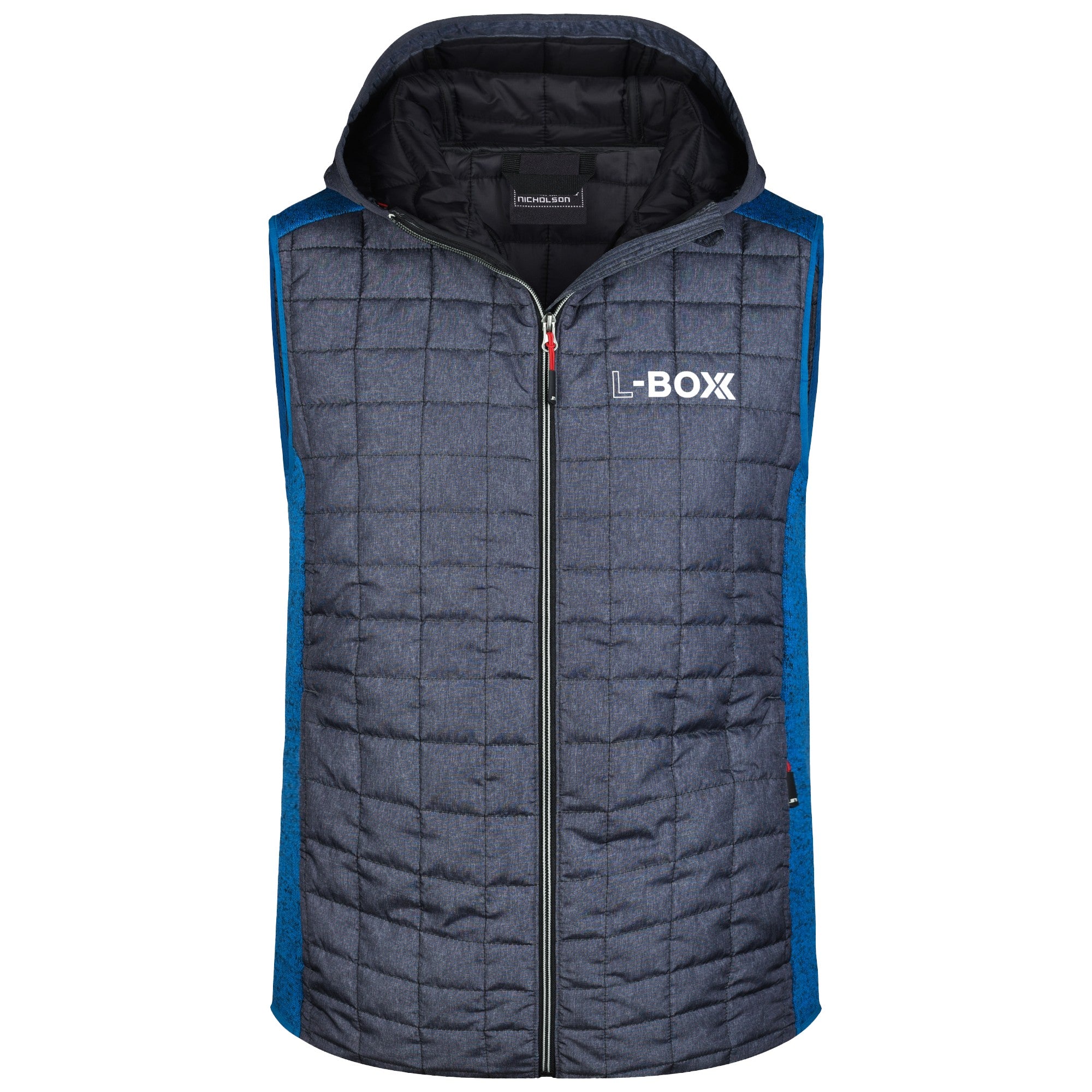 L Boxx Herren Hybrid Strickfleece Gilet Weste royal melange anthracite melange Groesse S 0 - toolbrothers