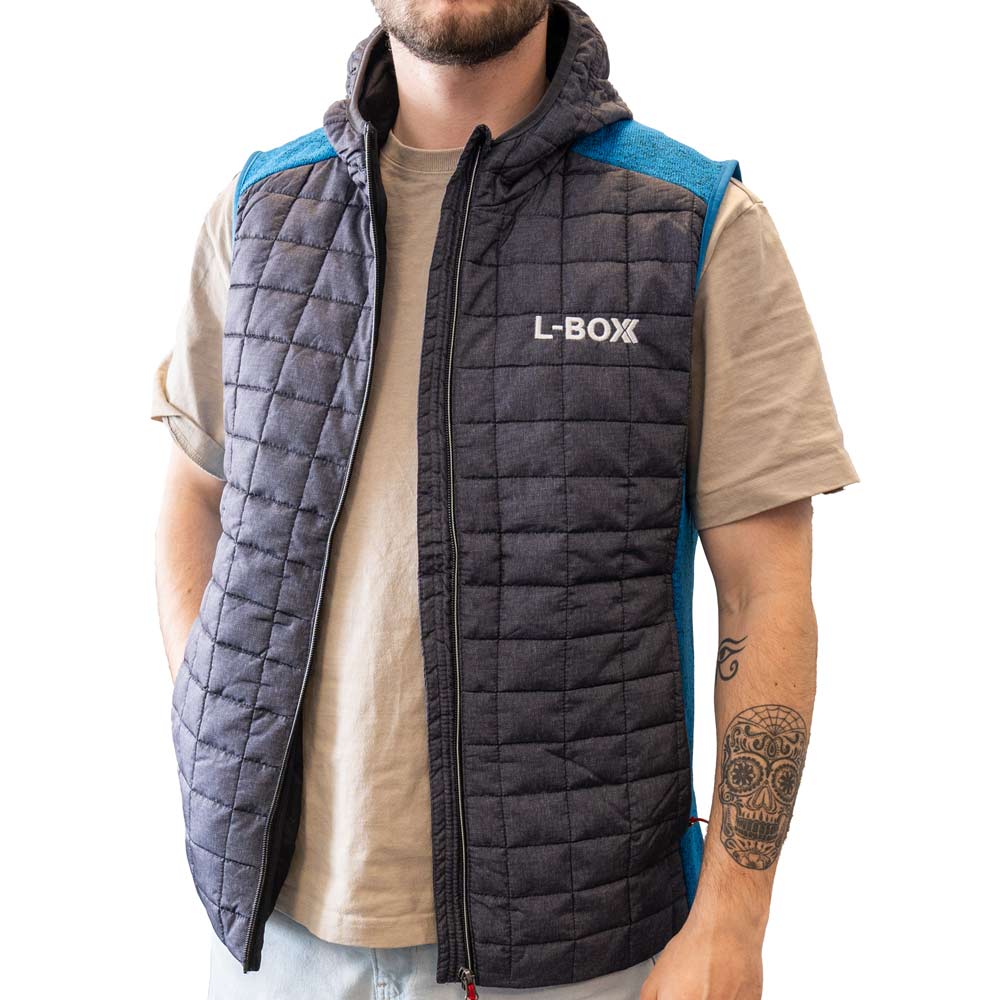 L Boxx Herren Hybrid Strickfleece Gilet Weste royal melange anthracite melange Groesse L 4 - toolbrothers
