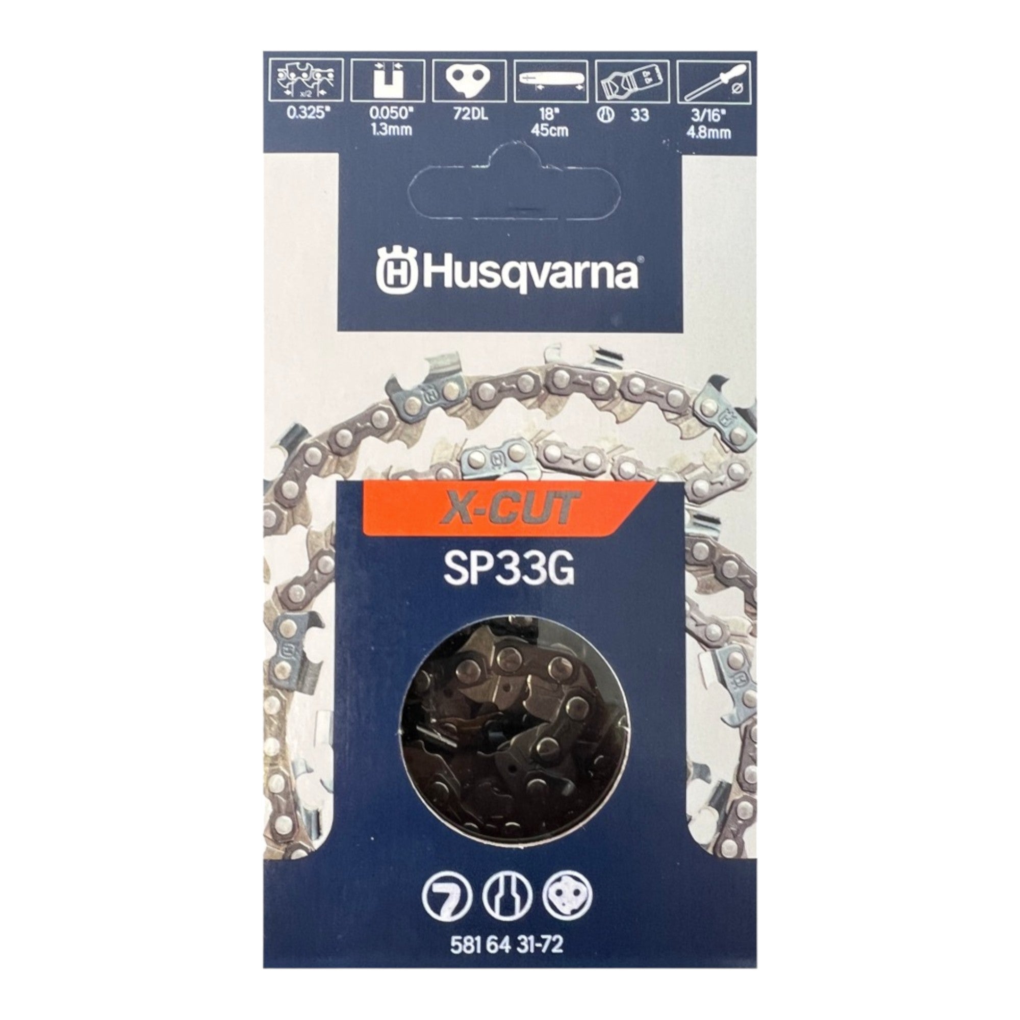 Husqvarna X CUT SP33G 4x Saegekette Ersatzkette Halb Meissel 1 3 mm 33 cm 1 - toolbrothers