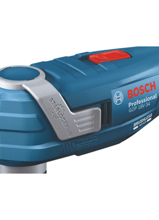 Bosch GOP 18V-34 Professional Akku Multi Cutter 18 V Starlock Plus + 1x Akku 2,0 Ah + 17 tlg. Zubehör + L-Boxx - ohne Ladegerät