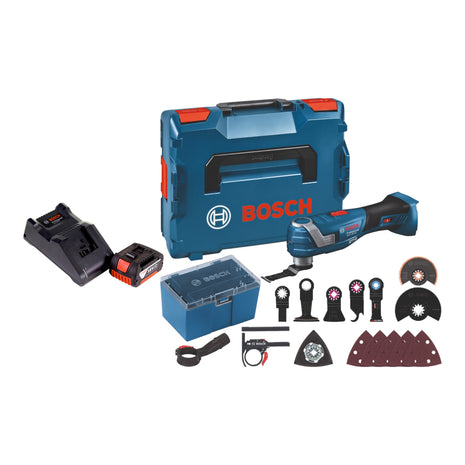 Bosch GOP 18V-34 Professional Akku Multi Cutter 18 V Starlock Plus + 1x Akku 3,0 Ah + Ladegerät + 17 tlg. Zubehör + L-Boxx