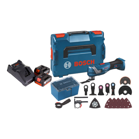 Bosch GOP 18V-34 Multicortadora profesional a batería 18 V Starlock Plus + 2x baterías 3,0 Ah + cargador + 17 accesorios + L-Boxx