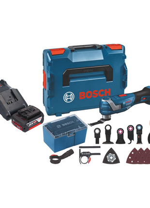 Bosch GOP 18V-34 Professional Akku Multi Cutter 18 V Starlock Plus + 1x Akku 5,0 Ah + Ladegerät + 17 tlg. Zubehör + L-Boxx