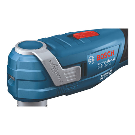 Bosch GOP 18V-34 Professional Cutter multifonctions sans fil 18 V Starlock Plus + 2x batterie 5,0 Ah + chargeur + 17 pces. d'accessoires + L-Boxx