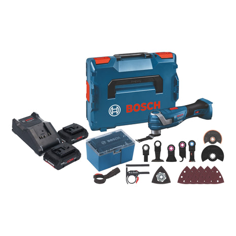 Bosch GOP 18V-34 Professional Akumulatorowa przecinarka wielofunkcyjna 18 V Starlock Plus + 2x akumulator ProCore 4,0 Ah + ładowarka + 17 akcesoriów + L-Boxx