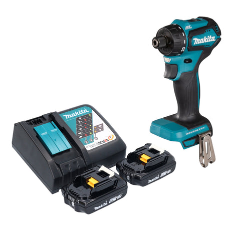 Makita DDF 083 RA taladro atornillador inalámbrico 18 V 40 Nm 1/4'' sin escobillas + 2x baterías 2,0 Ah + cargador