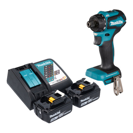 Makita DDF 083 RT Akku Bohrschrauber 18 V 40 Nm 1/4'' Brushless + 2x Akku 5,0 Ah + Ladegerät