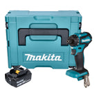 Makita DDF 083 T1J taladro atornillador inalámbrico 18 V 40 Nm 1/4'' sin escobillas + 1x batería 5,0 Ah + Makpac - sin cargador