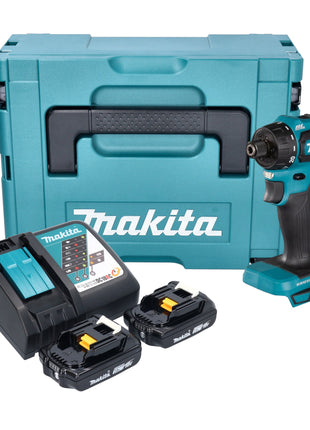 Makita DDF 083 RAJ taladro atornillador inalámbrico 18 V 40 Nm 1/4'' sin escobillas + 2x batería 2,0 Ah + cargador + Makpac