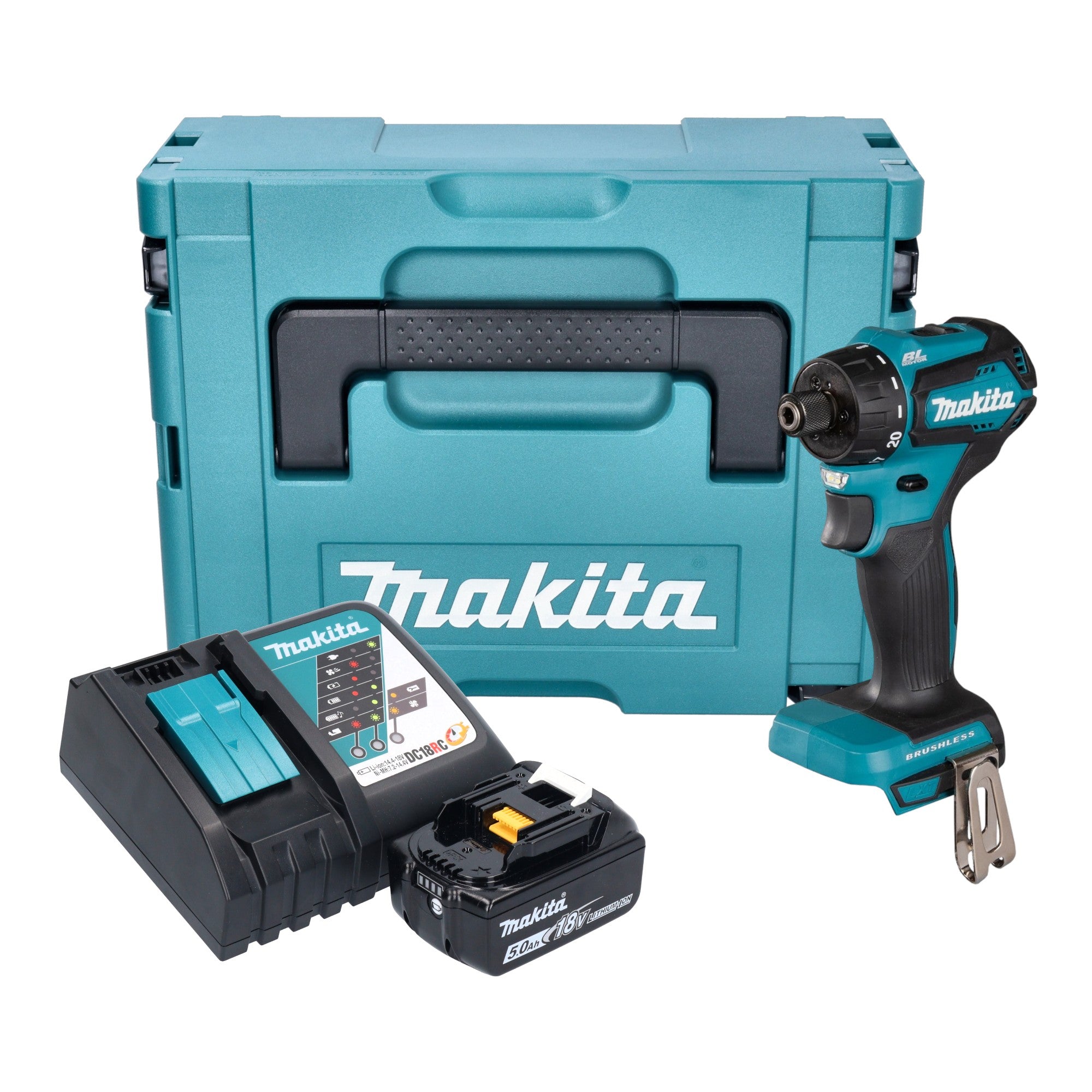 Makita DDF 083 RT1J Akku Bohrschrauber 18 V 40 Nm 1 4 Brushless 1x Akku 5 0 Ah Ladegeraet Makpac 0 - toolbrothers