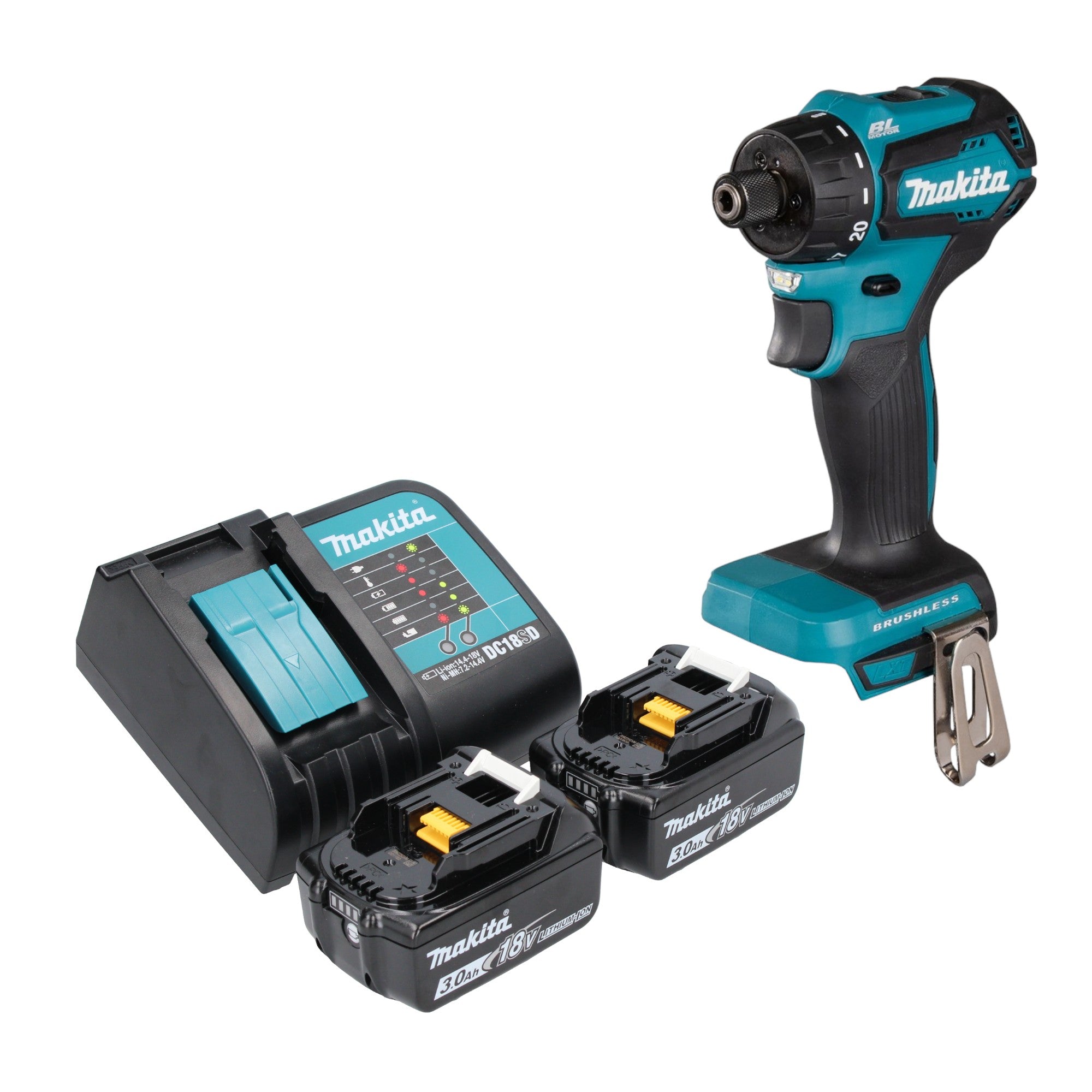 Makita DDF 083 SF Akku Bohrschrauber 18 V 40 Nm 1 4 Brushless 2x Akku 3 0 Ah Ladegeraet 0 - toolbrothers