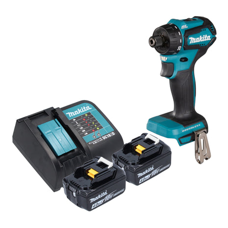 Makita DDF 083 SM akumulatorowa wiertarko-wkrętarka 18 V 40 Nm 1/4'' bezszczotkowa + 2x akumulator 4,0 Ah + ładowarka