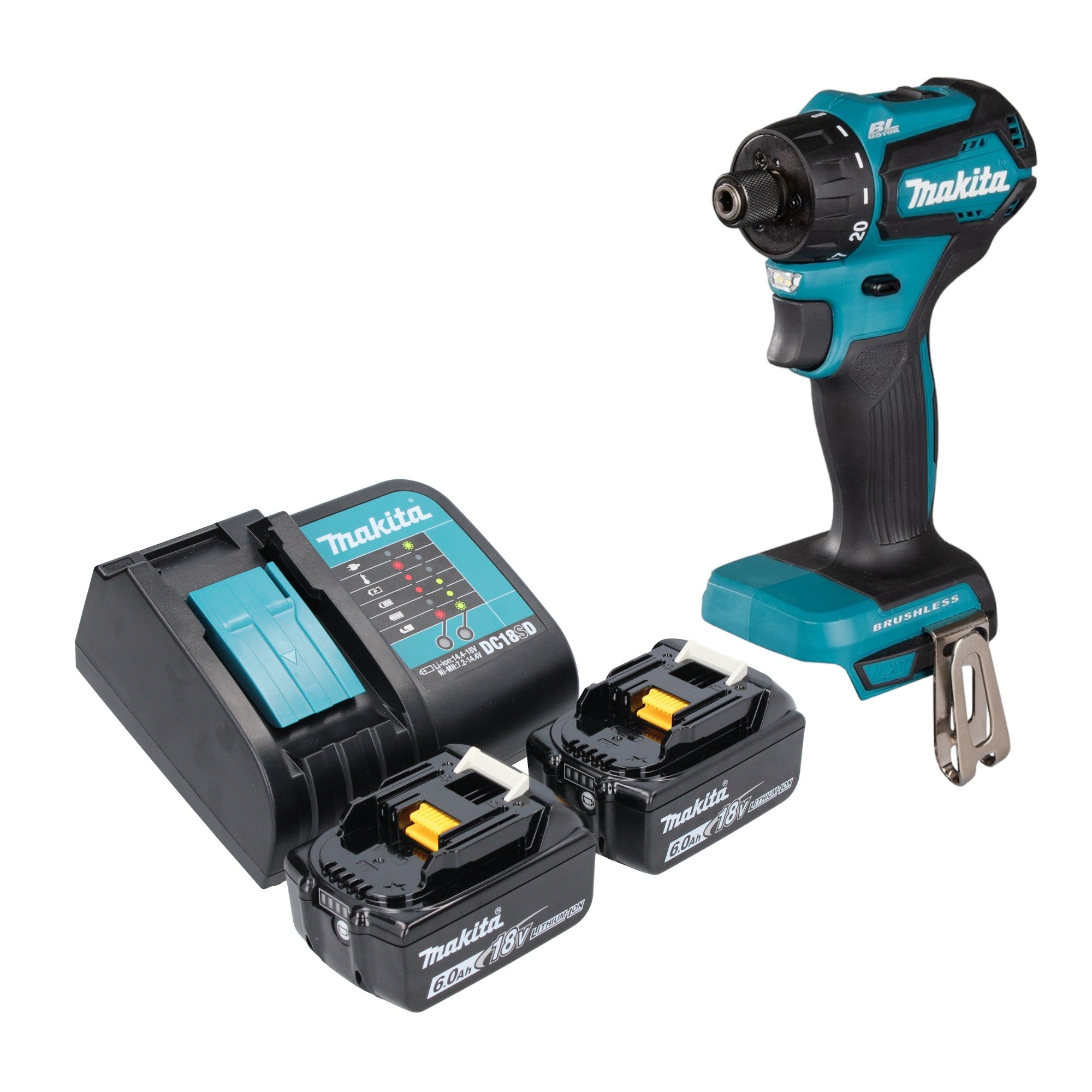 Makita DDF 083 SG Akku Bohrschrauber 18 V 40 Nm 1 4 Brushless 2x Akku 6 0 Ah Ladegeraet 0 - toolbrothers