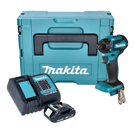 Makita DDF 083 SY1J Akku Bohrschrauber 18 V 40 Nm 1/4'' Brushless + 1x Akku 1,5 Ah + Ladegerät + Makpac