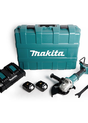 Makita DGA 901 PM4KU2 Akku Winkelschleifer 36V ( 2x18V ) 230mm Brushless + 2x Akku 4,0Ah + Doppelladegerät + Ezynut + Koffer - Toolbrothers