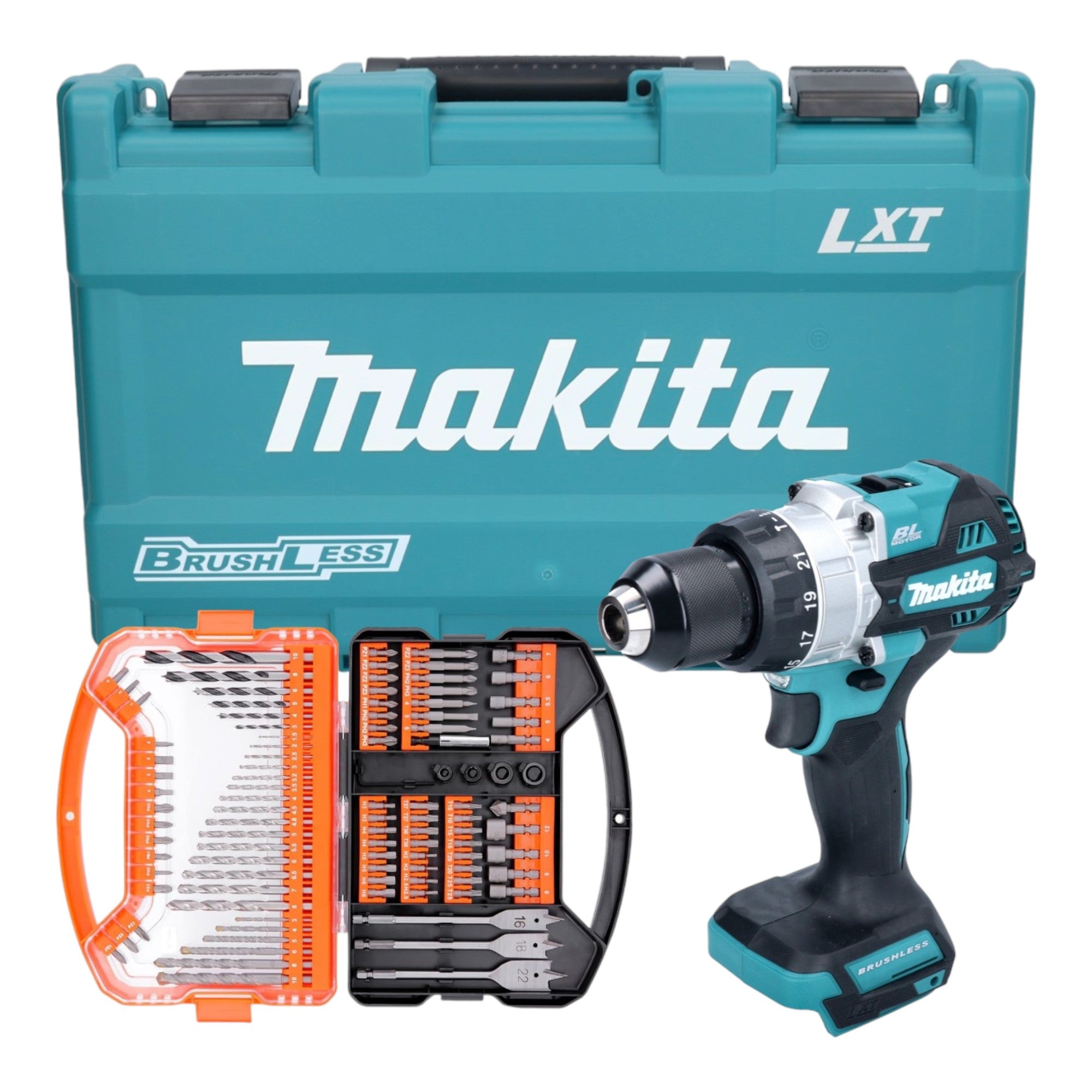 Makita DHP 486 Z Akku Schlagbohrschrauber 18 V 130 Nm Brushless inkl Koffer WellCut 101 tlg Bit und Bohrer Set 0 - toolbrothers