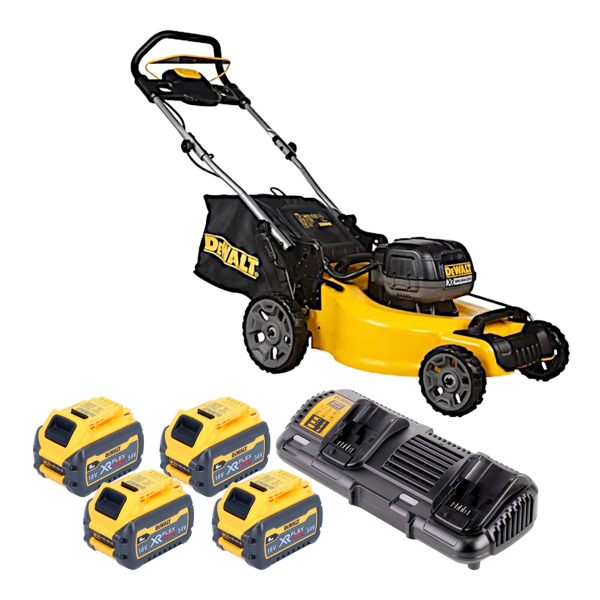 DeWalt DCMW 564 T4 Akku Rasenmaeher 36 V 2x 18 V 48 cm Brushless 4x FlexVolt Akku 6 0 Ah Ladegeraet 0 - toolbrothers