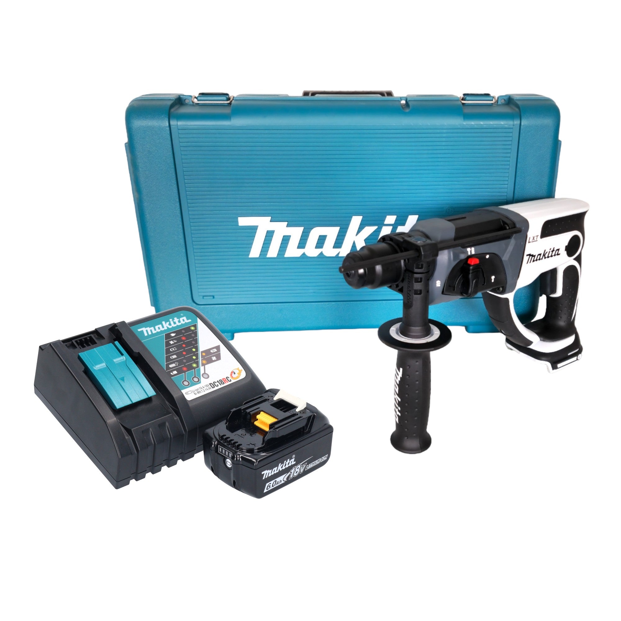 Makita DHR 202 RG1W Akku Bohrhammer 18 V 20 mm 2 0 J weiss 1x Akku 6 0 Ah Ladegeraet Koffer 0 - toolbrothers