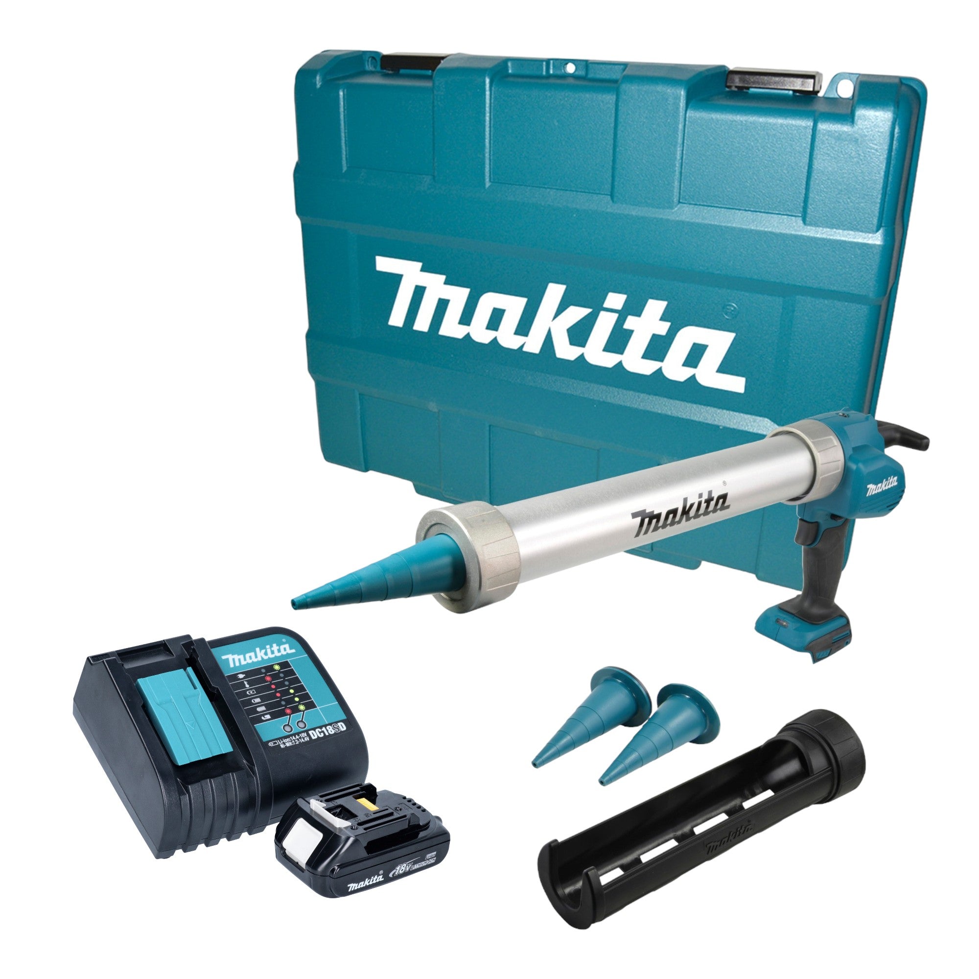 Makita DCG 180 SY1XK Akku Kartuschenpistole 18 V 300 600 ml 1x Akku 1 5 Ah Ladegeraet Koffer 0 - toolbrothers
