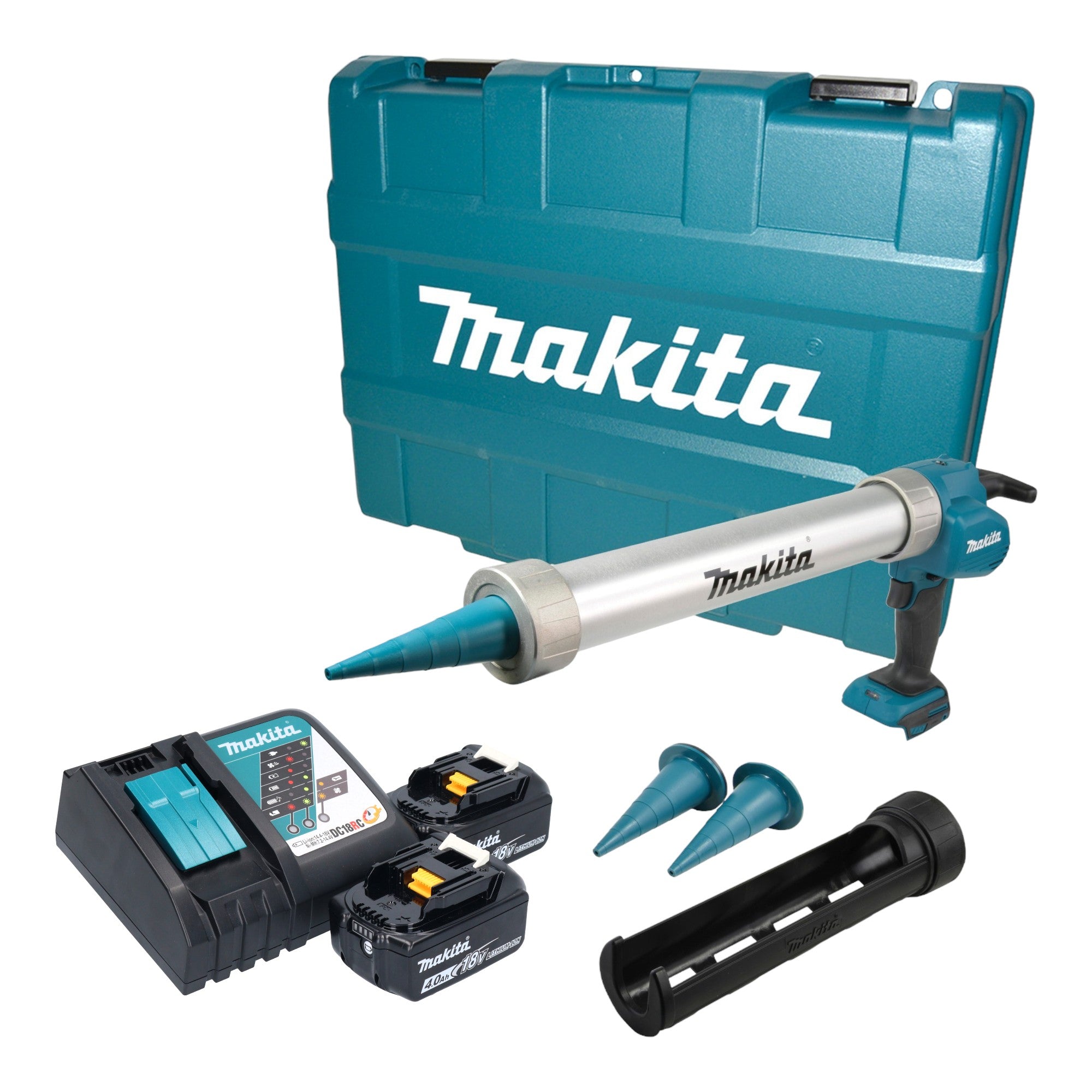 Makita DCG 180 RMXK Akku Kartuschenpistole 18 V 300 600 ml 2x Akku 4 0 Ah Ladegeraet Koffer 0 - toolbrothers